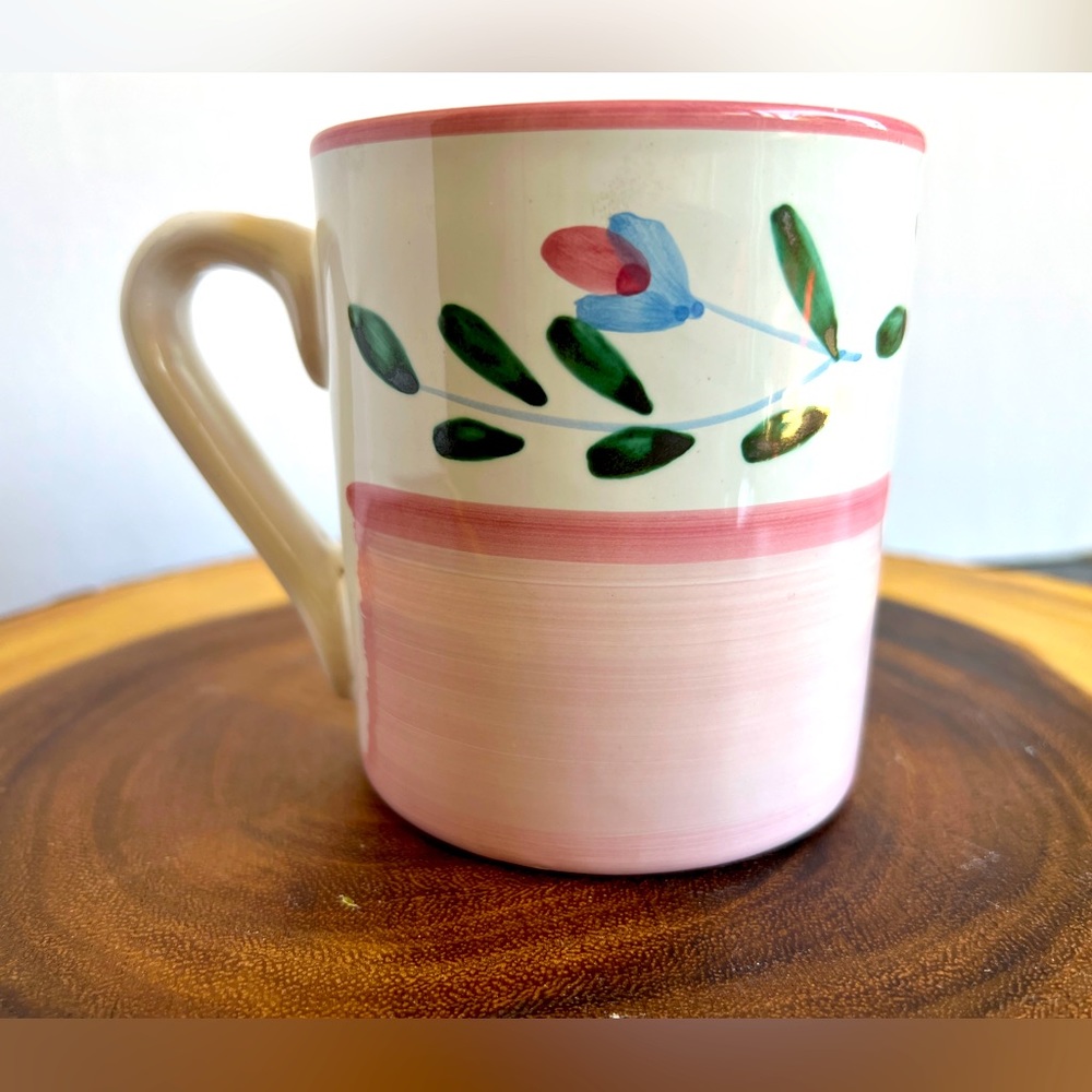 CALECA "Pink  Garland" Italian Pottery Mug.